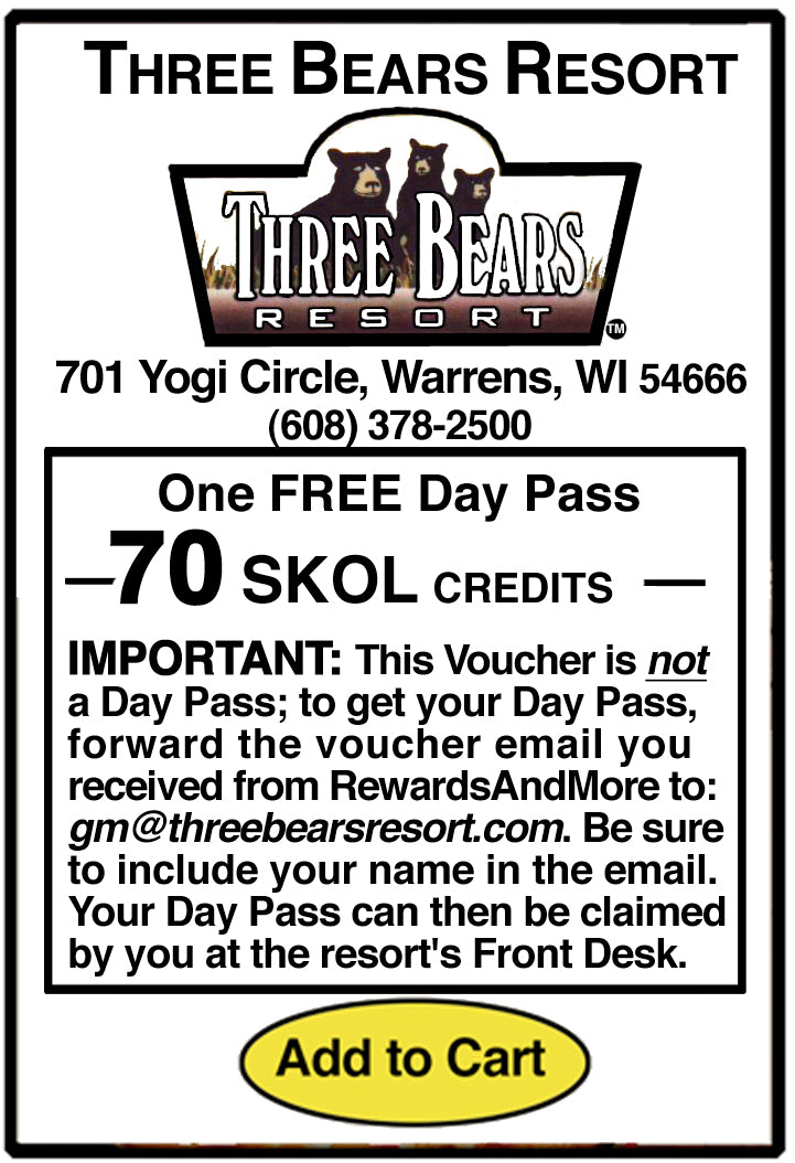 Three Bears One Free DAY PASS
