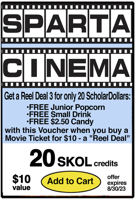 Reel Deal 3, Free Drink & Snacks at Sparta Cinema