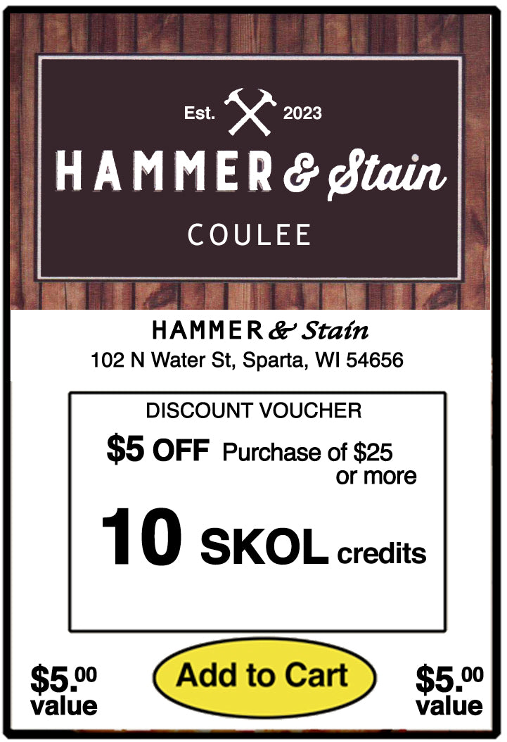 $5 Discount at Hammer & Stain - SHS