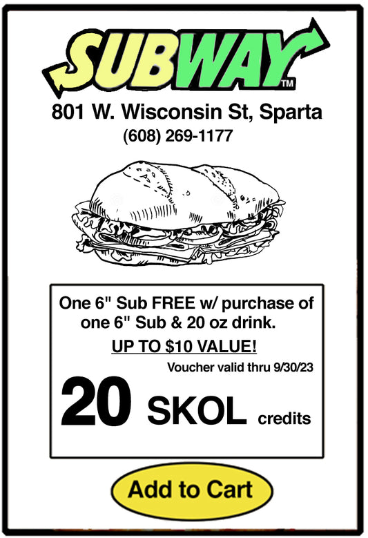 6" Sub FREE at Subway