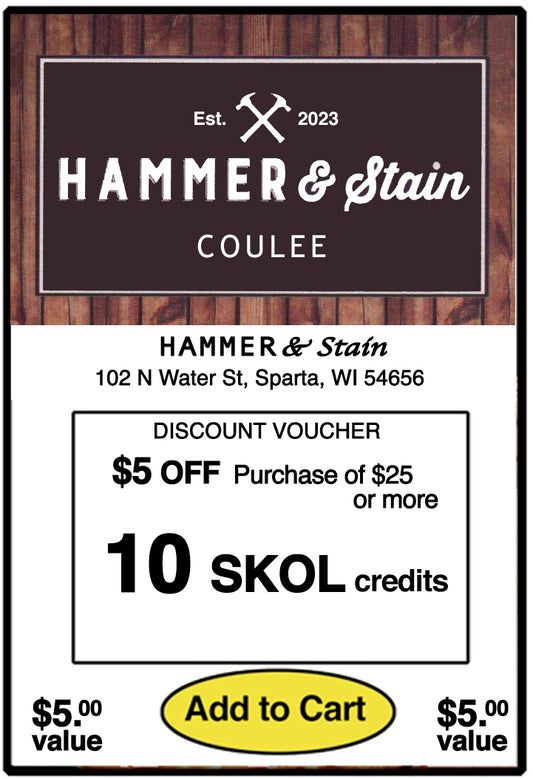$5 Discount at Hammer & Stain - SHS