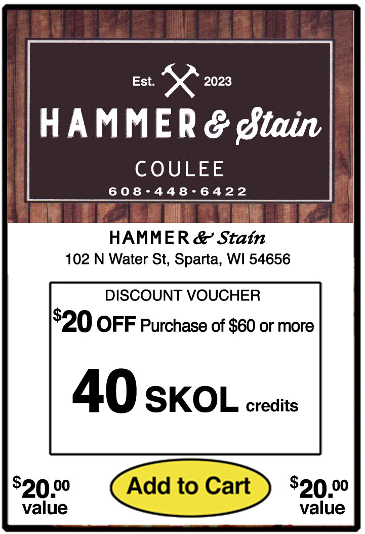 $20 OFF at Hammer & Stain - SHS