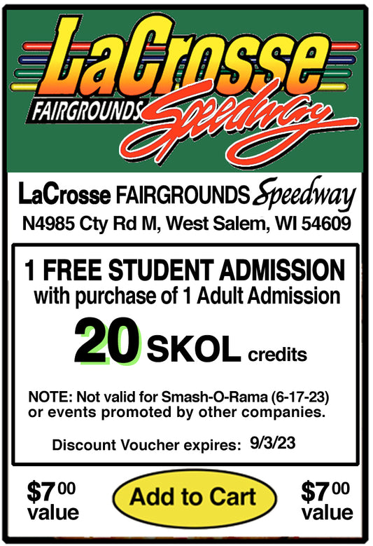 LaCrosse Fairgrounds Speedway - 1 Admission