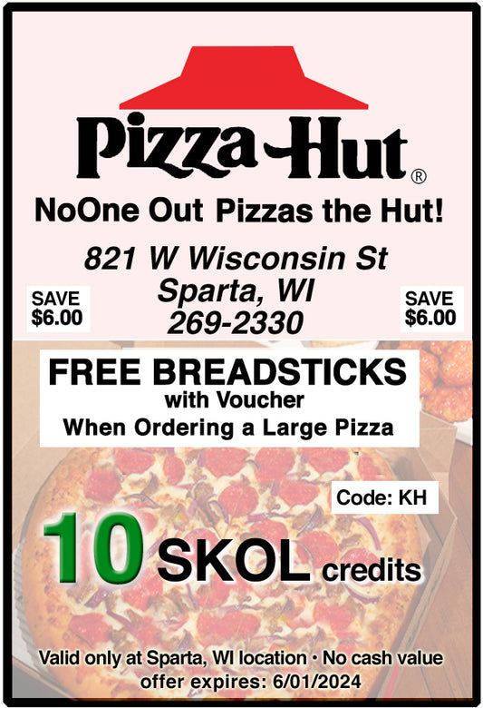 Pizza Hut, Sparta  FREE Breadsticks w/ pizza purchase