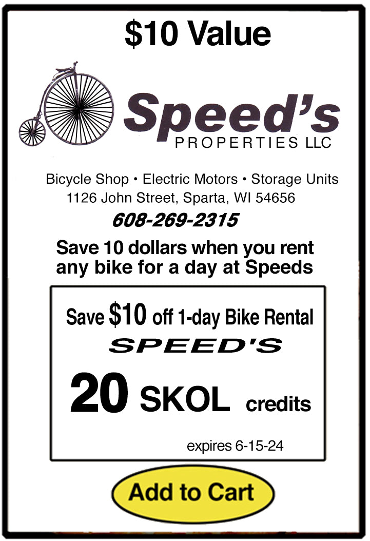 Save $10 on Bike Rental at Speed's in Sparta - lcr